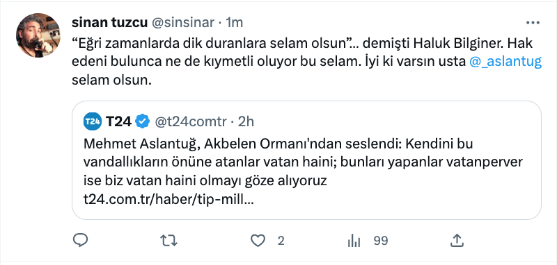 sinan tuzcu dan mehmet aslantug un akbelen ormani ndan yaptigi aciklamaya dikkat ceken yorum